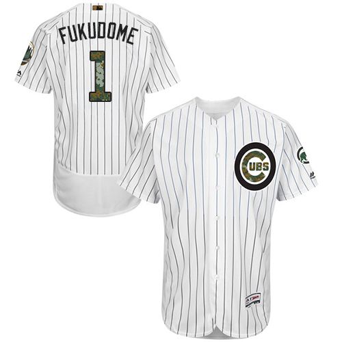 Cubs #1 Kosuke Fukudome White(Blue Strip) Flexbase Authentic Collection Memorial Day Stitched MLB Jersey